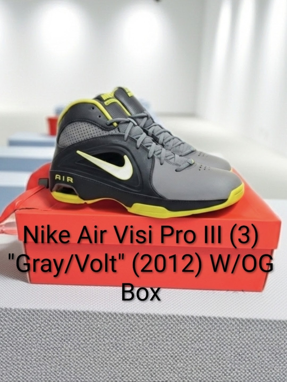 Nike Air Visi Pro III (3) Rare "Gray/Volt" (2012) Mens 11 NEW W/OG BOX
